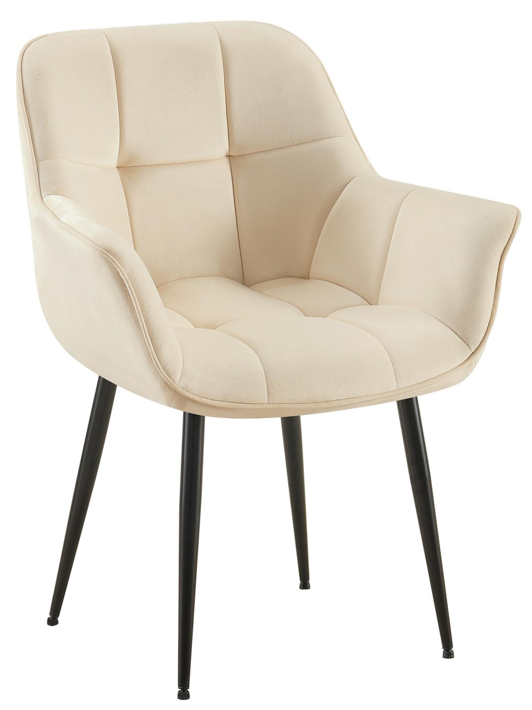 Cadeira de jantar de veludo Roseville, creme