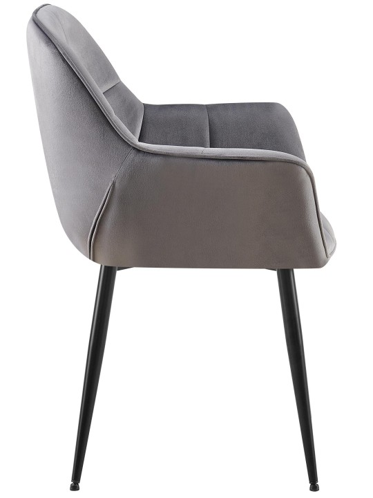 Cadeira de jantar de veludo Roseville, cinza escuro