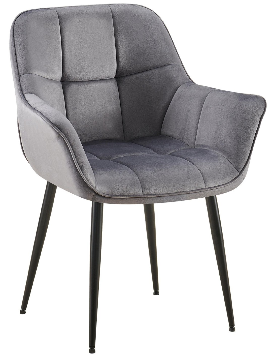 Cadeira de jantar de veludo Roseville, cinza escuro