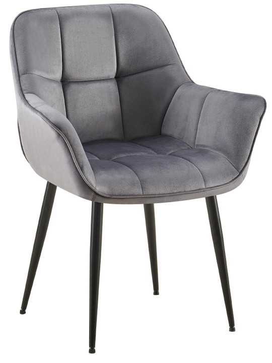 Cadeira de jantar de veludo Roseville, cinza escuro