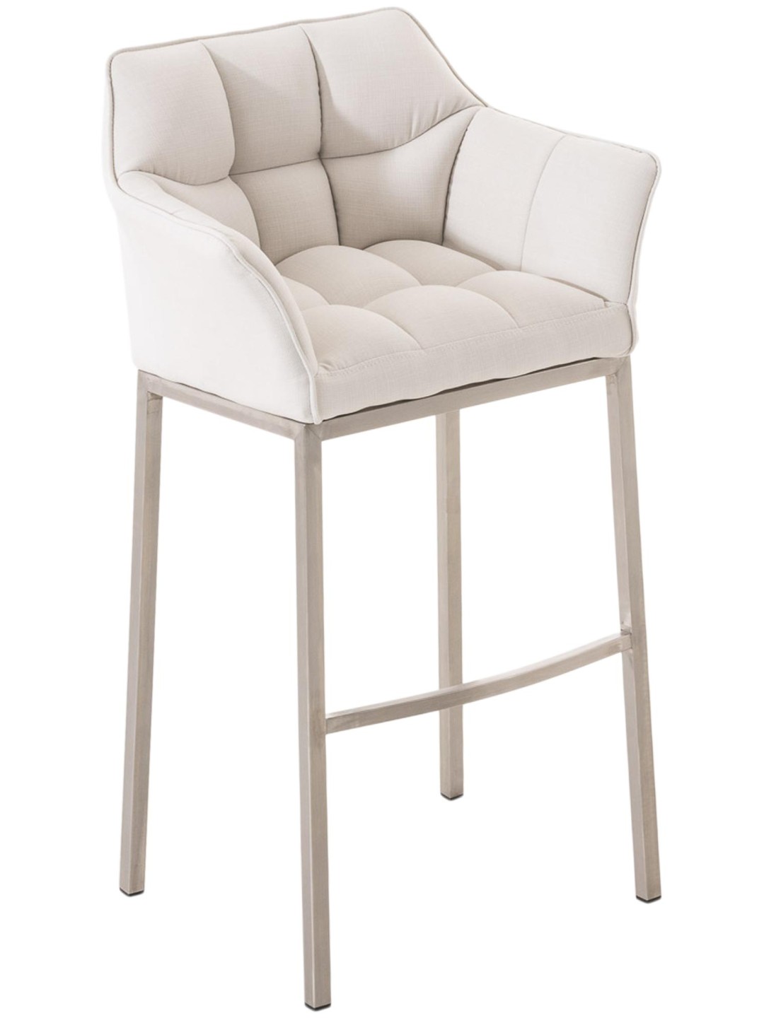 Banqueta alta tecido Damaso E com estrutura de 4 pés, branco