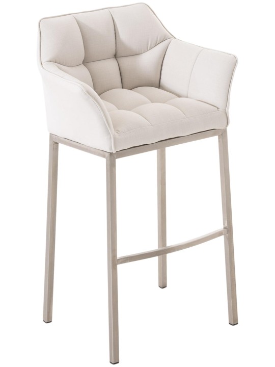 Banqueta alta tecido Damaso E com estrutura de 4 pés, branco