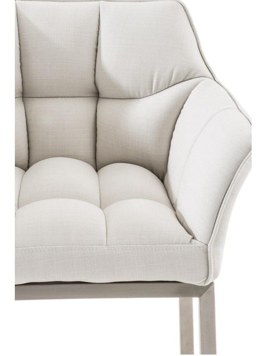 Banqueta alta tecido Damaso E com estrutura de 4 pés, branco