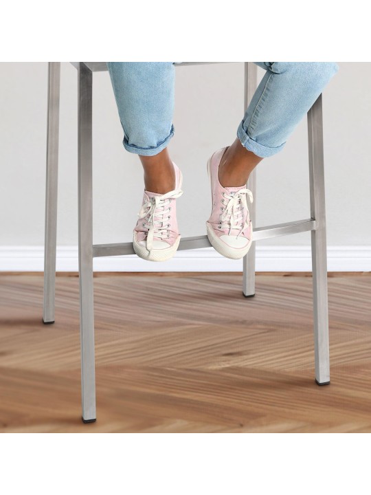 Banqueta alta tecido Damaso E com estrutura de 4 pés, branco