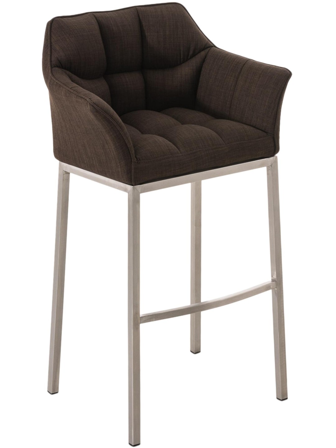 Banqueta alta tecido Damaso E com estrutura de 4 pés, castanho