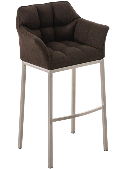 Banqueta alta tecido Damaso E com estrutura de 4 pés, castanho