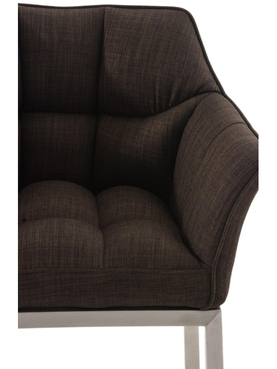 Banqueta alta tecido Damaso E com estrutura de 4 pés, castanho