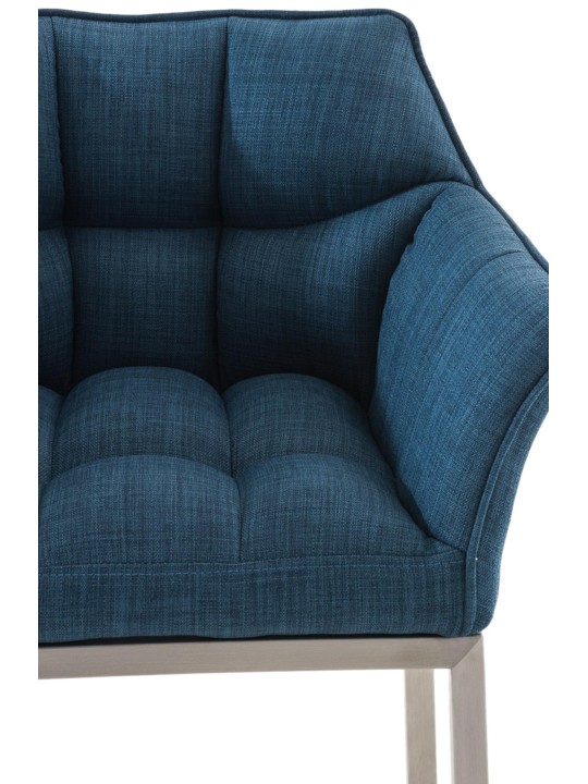 Banqueta alta tecido Damaso E com estrutura de 4 pés, azul