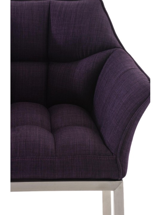 Banqueta alta tecido Damaso E com estrutura de 4 pés, lilás