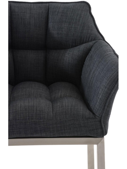 Banqueta alta tecido Damaso E com estrutura de 4 pés, cinza escuro