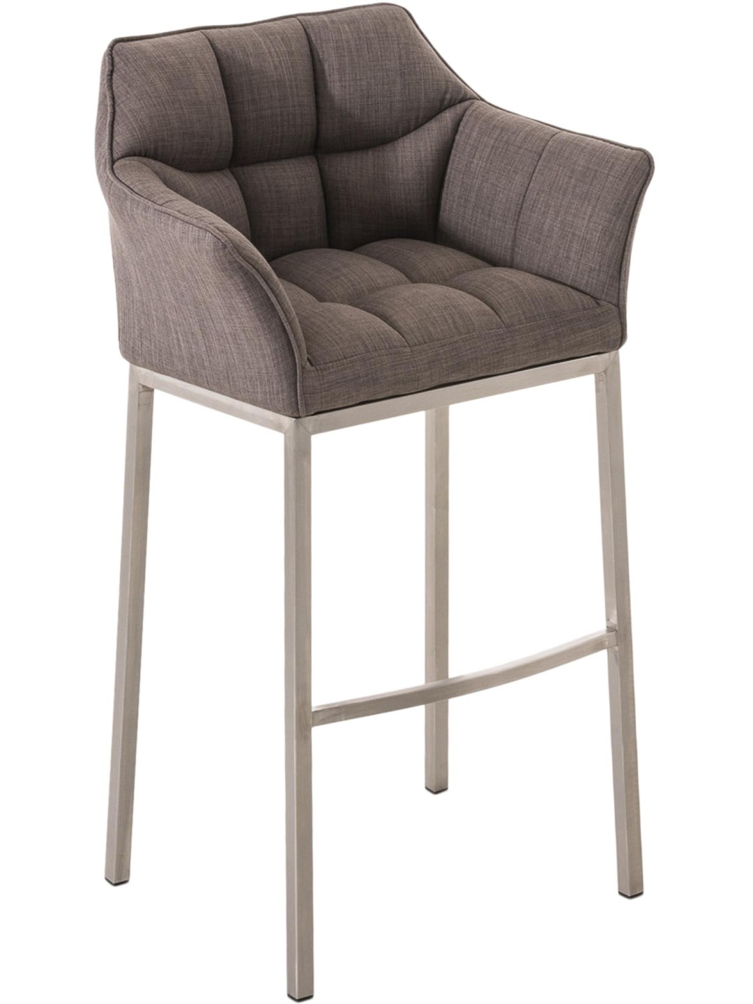 Banqueta alta tecido Damaso E com estrutura de 4 pés, cinza