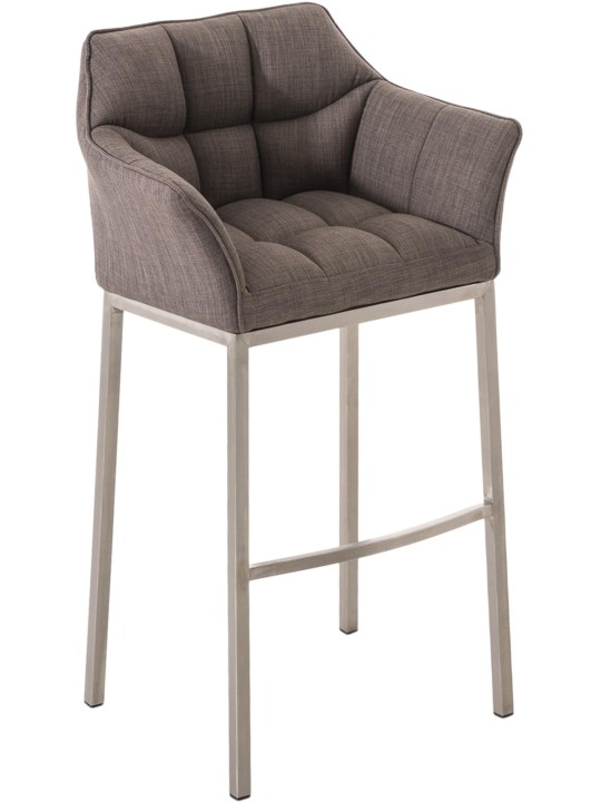 Banqueta alta tecido Damaso E com estrutura de 4 pés, cinza