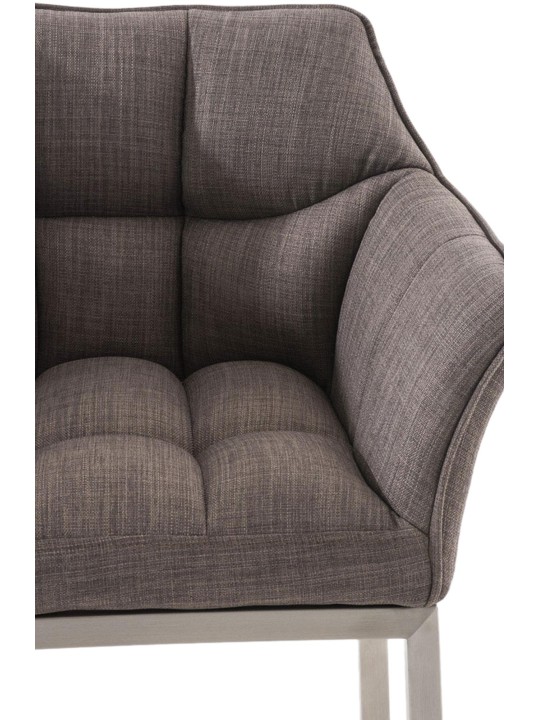 Banqueta alta tecido Damaso E com estrutura de 4 pés, cinza