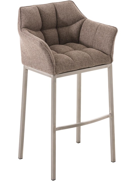 Banqueta alta tecido Damaso E com estrutura de 4 pés, castanho terra