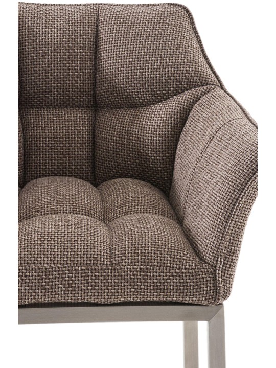 Banqueta alta tecido Damaso E com estrutura de 4 pés, castanho terra