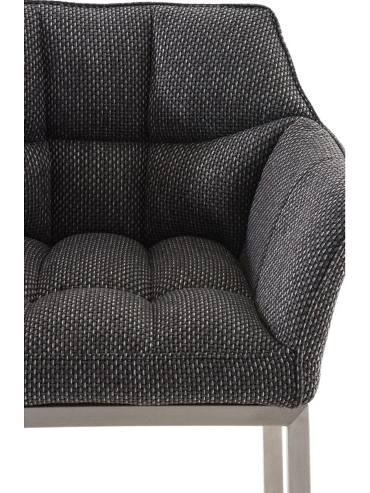 Banqueta alta tecido Damaso E com estrutura de 4 pés, cinza titânio