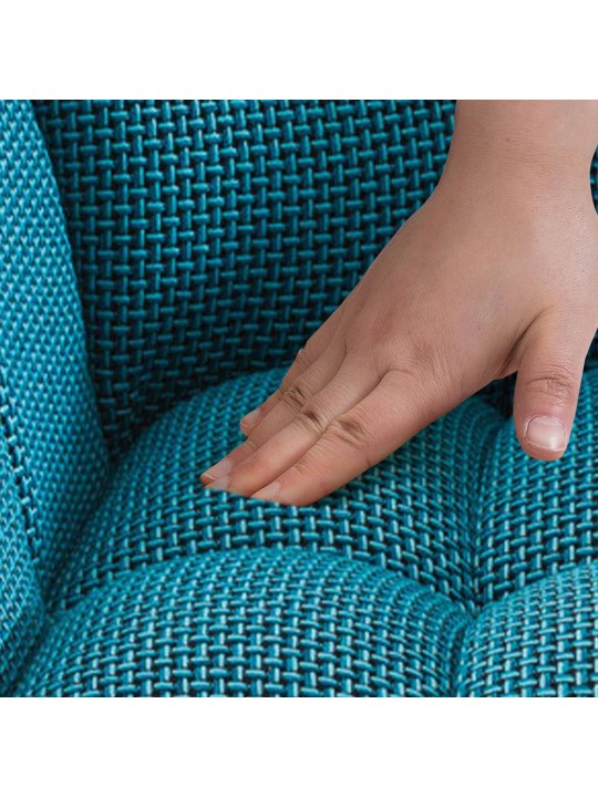 Banqueta alta tecido Damaso E com estrutura de 4 pés, turquesa