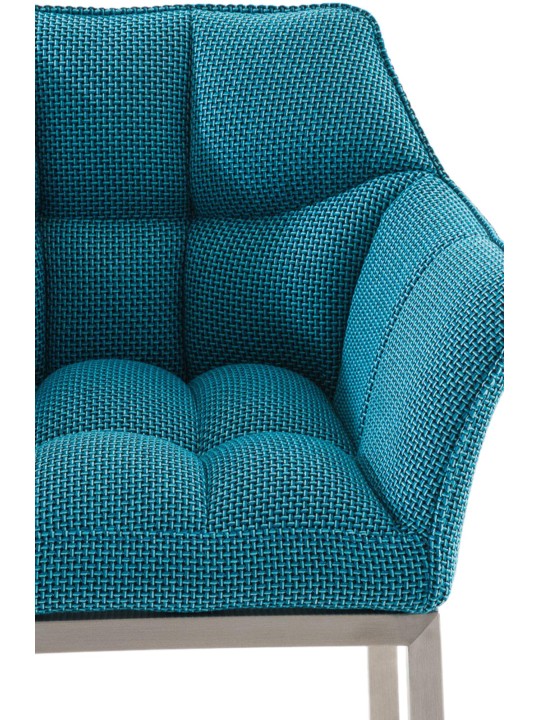 Banqueta alta tecido Damaso E com estrutura de 4 pés, turquesa