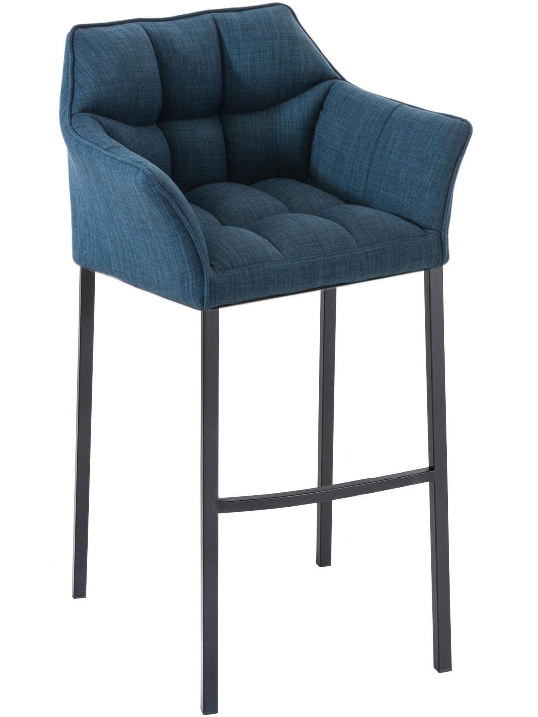 Banqueta alta tecido Damaso B com estrutura de 4 pés, azul