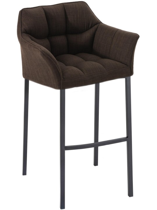 Banqueta alta tecido Damaso B com estrutura de 4 pés, castanho