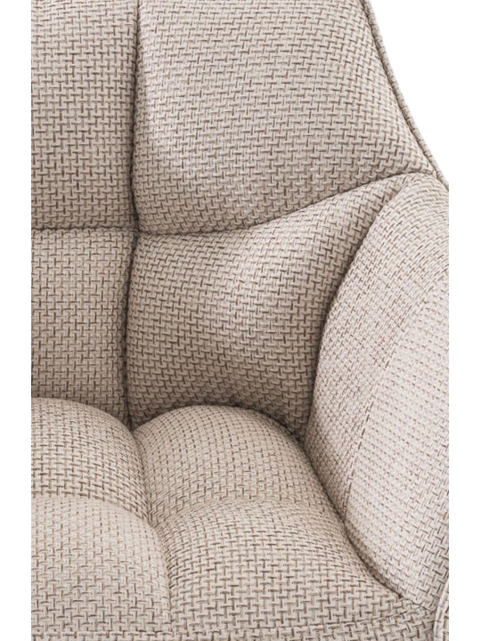 Banqueta alta tecido Damaso B com estrutura de 4 pés, marfim