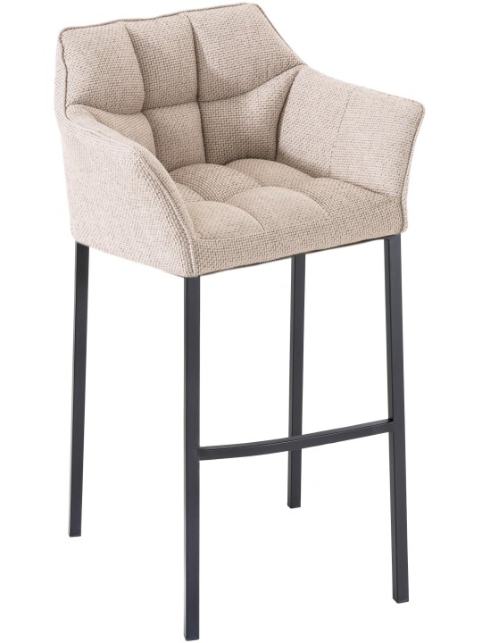 Banqueta alta tecido Damaso B com estrutura de 4 pés, marfim