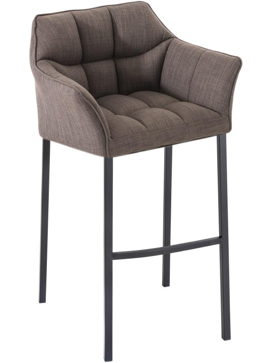 Banqueta alta tecido Damaso B com estrutura de 4 pés, cinza