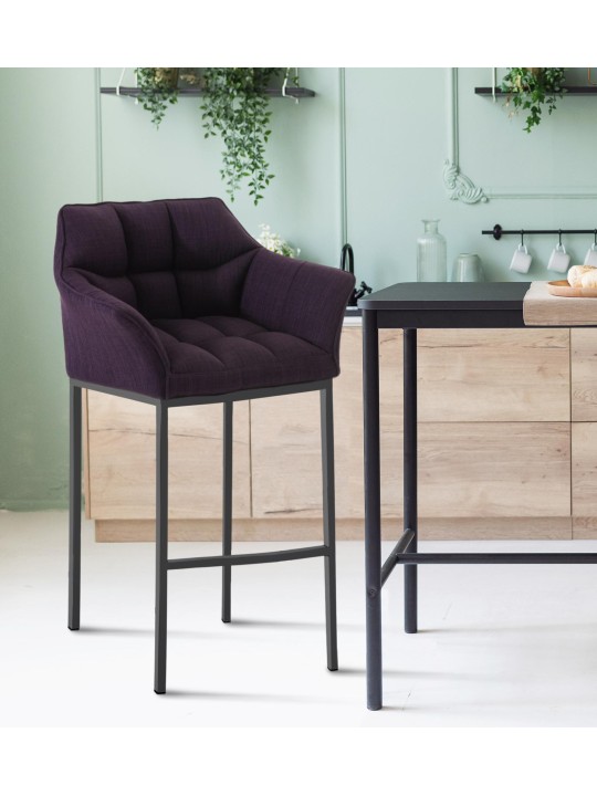 Banqueta alta tecido Damaso B com estrutura de 4 pés, lilás