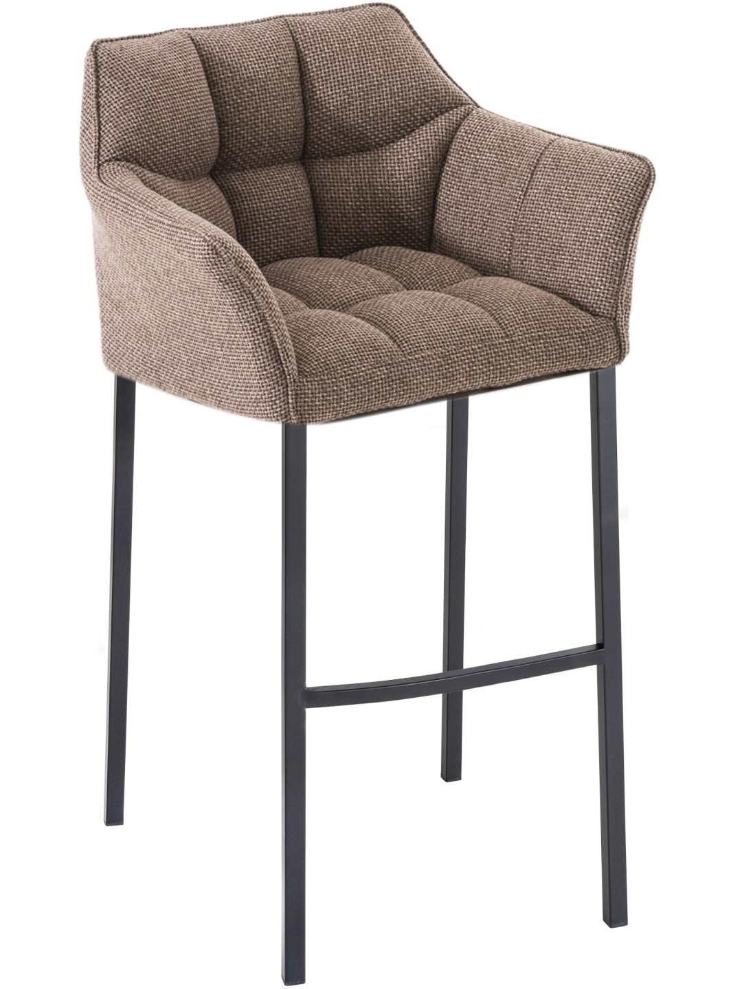 Banqueta alta tecido Damaso B com estrutura de 4 pés, castanho terra