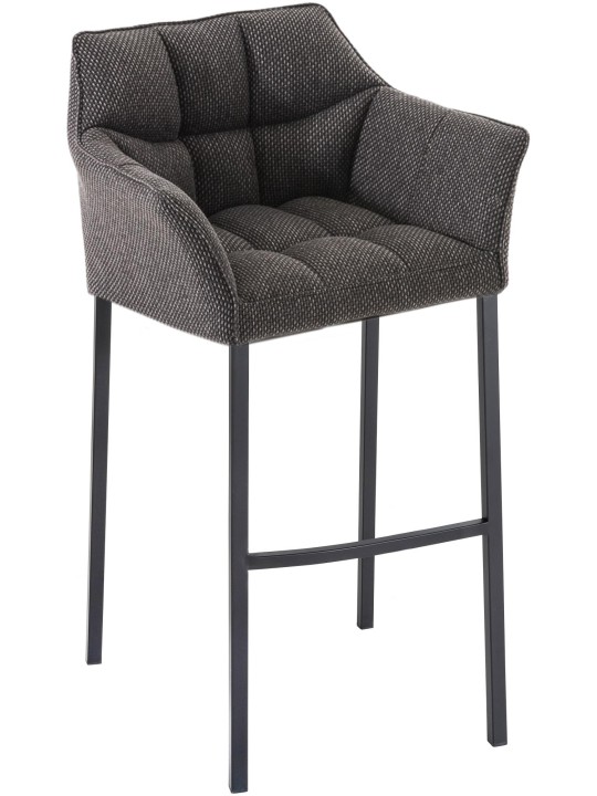Banqueta alta tecido Damaso B com estrutura de 4 pés, cinza titânio