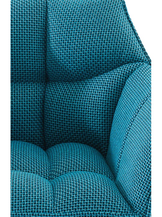 Banqueta alta tecido Damaso B com estrutura de 4 pés, turquesa