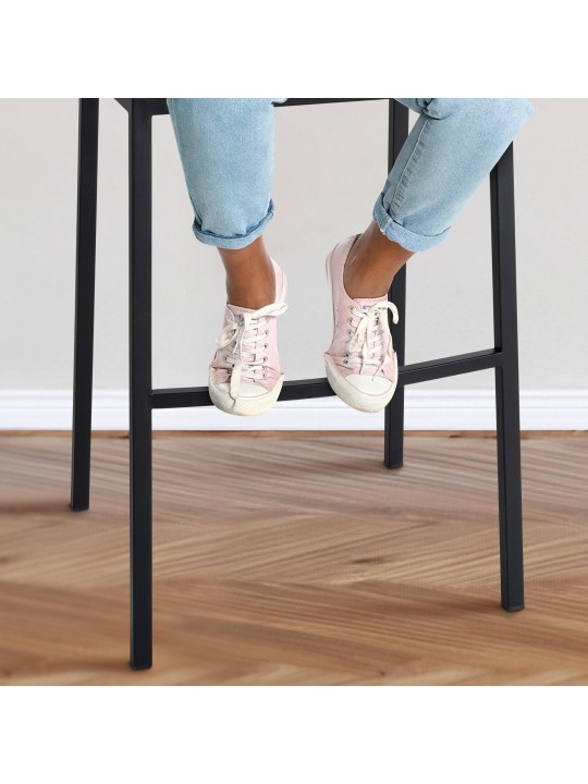 Banqueta alta tecido Damaso B com estrutura de 4 pés, turquesa