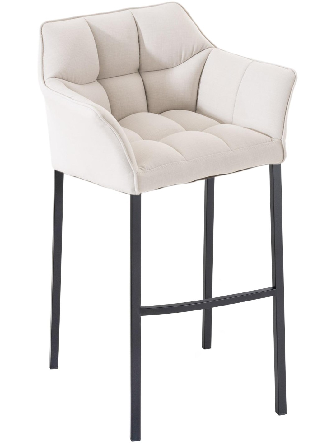 Banqueta alta tecido Damaso B com estrutura de 4 pés, branco