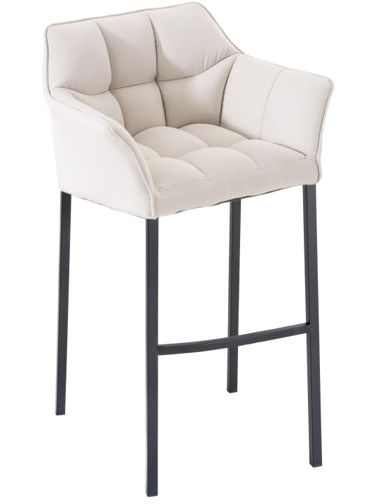 Banqueta alta tecido Damaso B com estrutura de 4 pés, branco