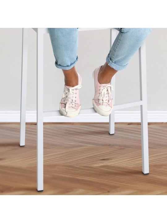 Banqueta alta tecido Damaso W com estrutura de 4 pés, castanho terra