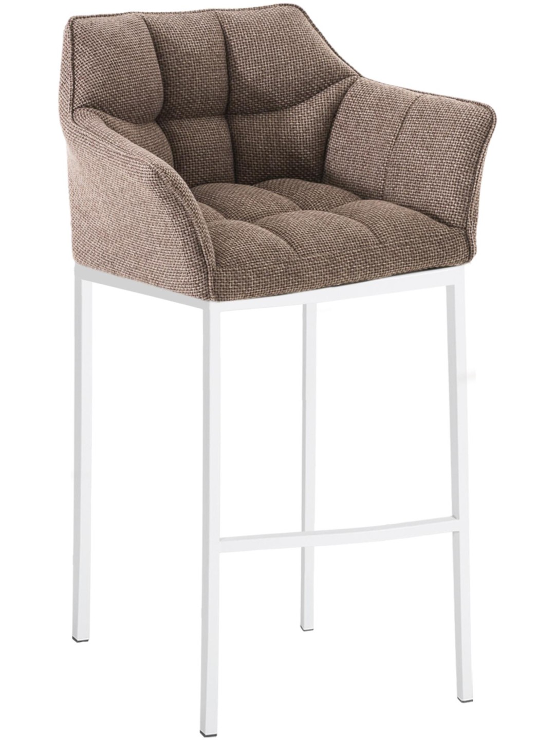 Banqueta alta tecido Damaso W com estrutura de 4 pés, castanho terra