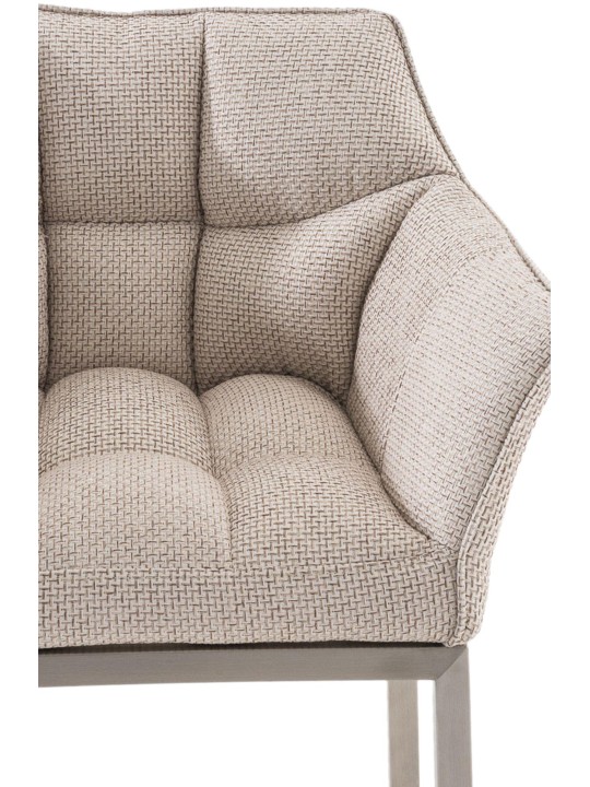 Banqueta alta tecido Damaso E com estrutura de 4 pés, marfim