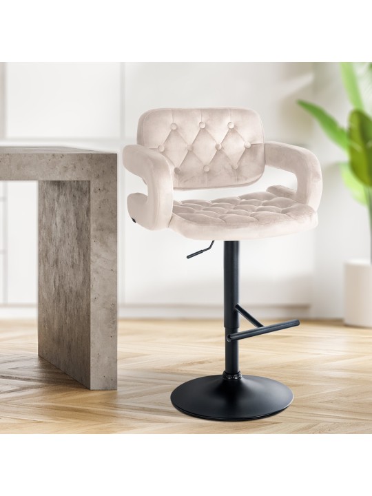 Banqueta alta veludo Dublin, creme