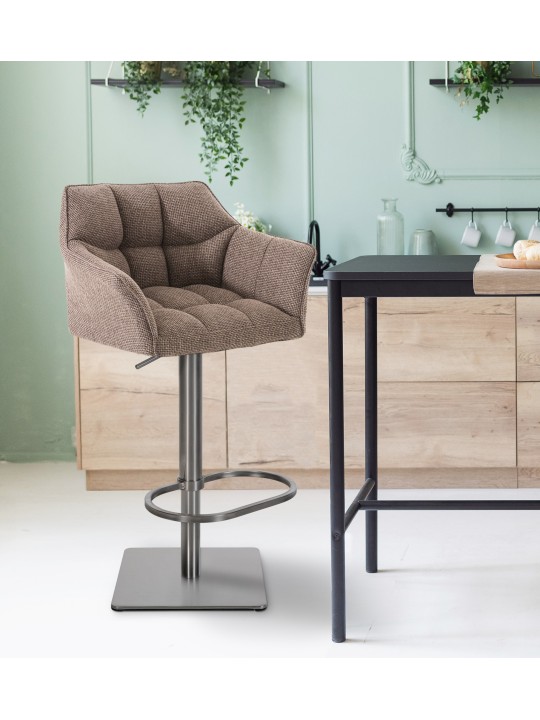 Banqueta alta tecido Damaso E, castanho terra