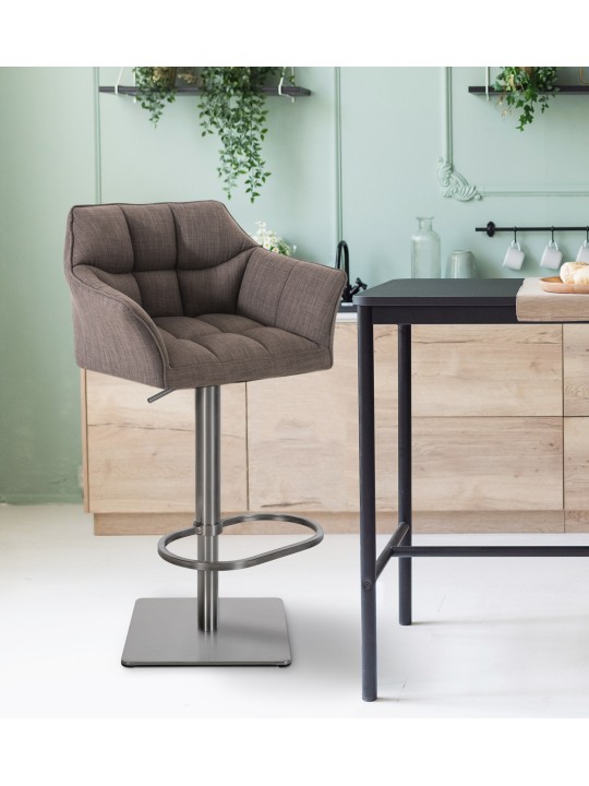 Banqueta alta tecido Damaso E, cinza