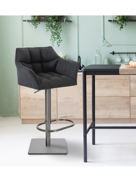 Banqueta alta tecido Damaso E, cinza escuro