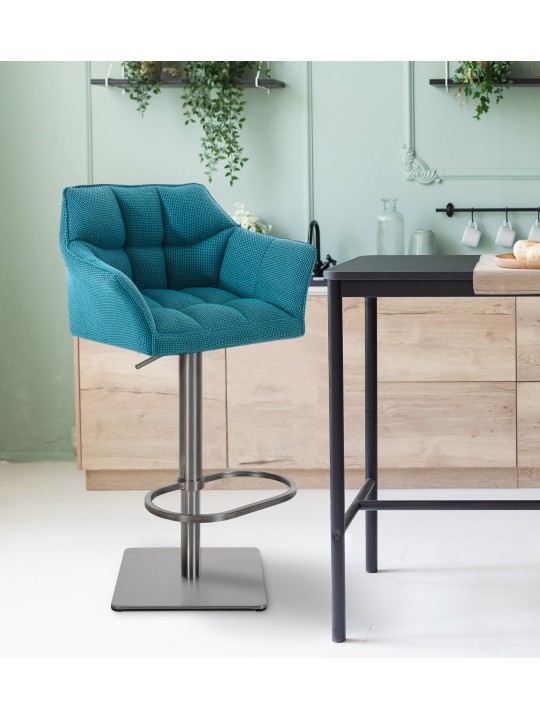 Banqueta alta tecido Damaso E, turquesa