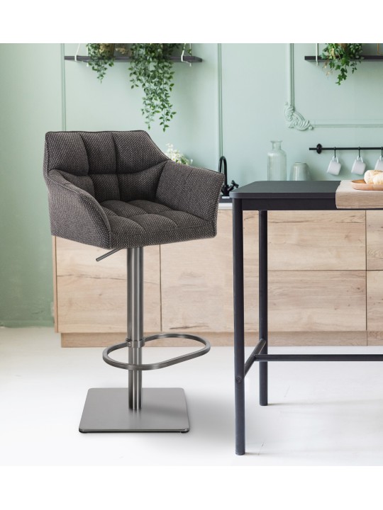 Banqueta alta tecido Damaso E, cinza titânio