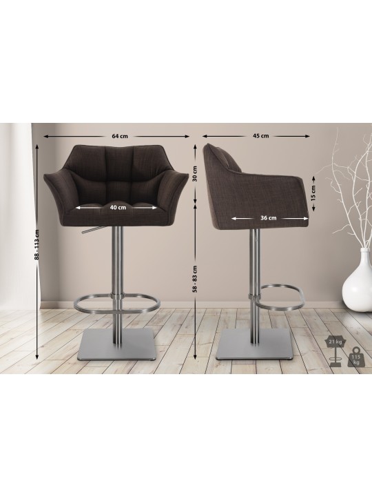 Banqueta alta tecido Damaso E, castanho