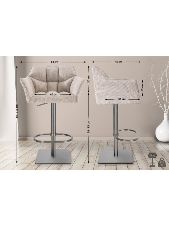 Banqueta alta tecido Damaso E, marfim