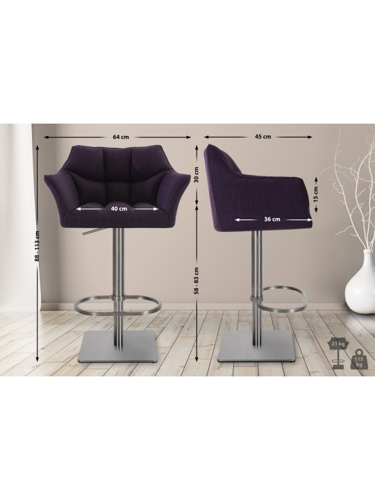 Banqueta alta tecido Damaso E, lilás