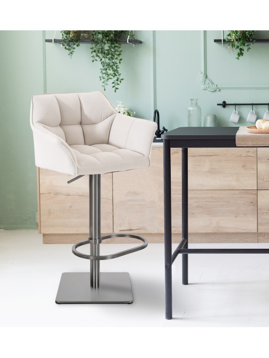 Banqueta alta tecido Damaso E, branco