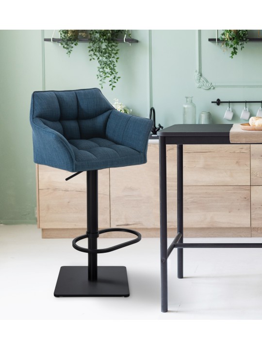 Banqueta alta tecido Damaso B, azul