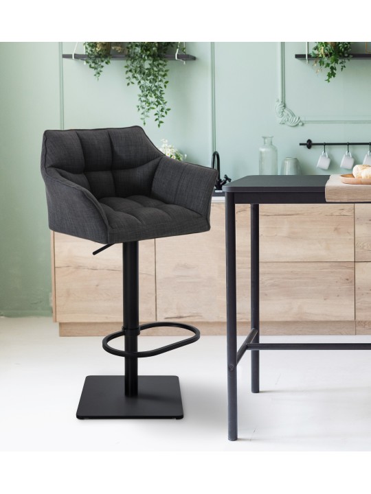 Banqueta alta tecido Damaso B, cinza escuro