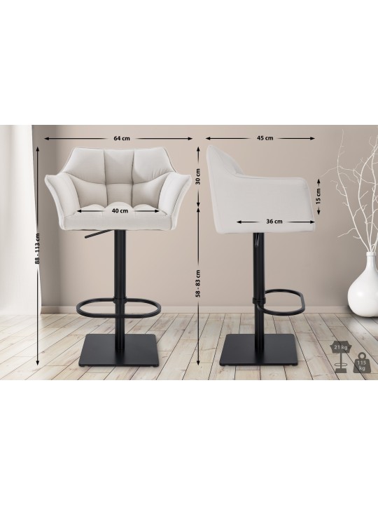 Banqueta alta tecido Damaso B, branco